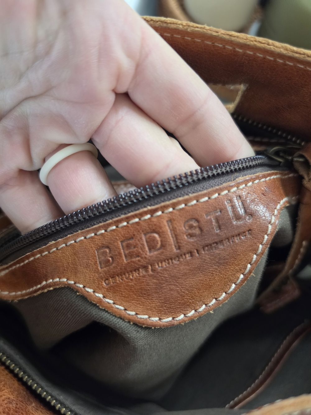 Bed|Stu Orchid Purse – Cognac Dip Dye Woven Leather Crossbody/Shoulder Bag - Picture 5 of 6